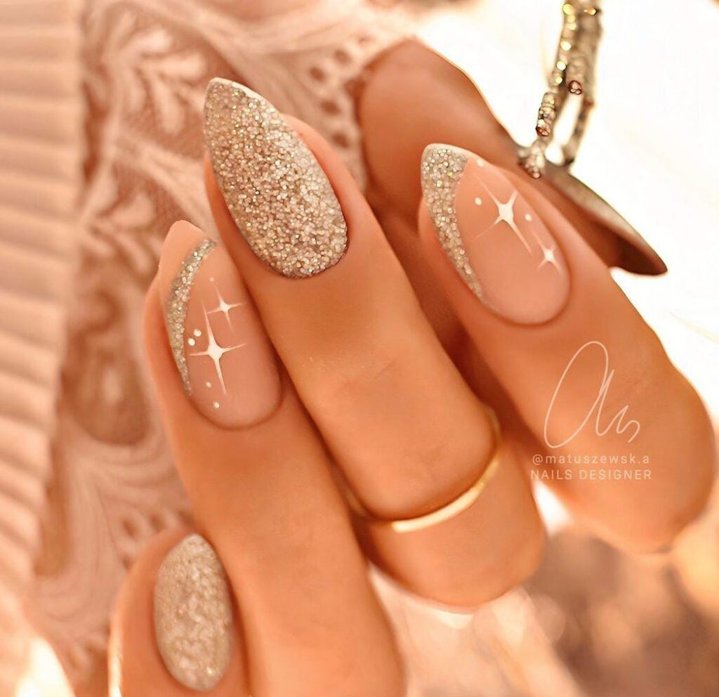 Glittery Nail Art Design
